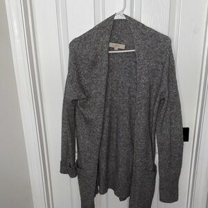 LOFT Charcoal Open-Front Cardigan